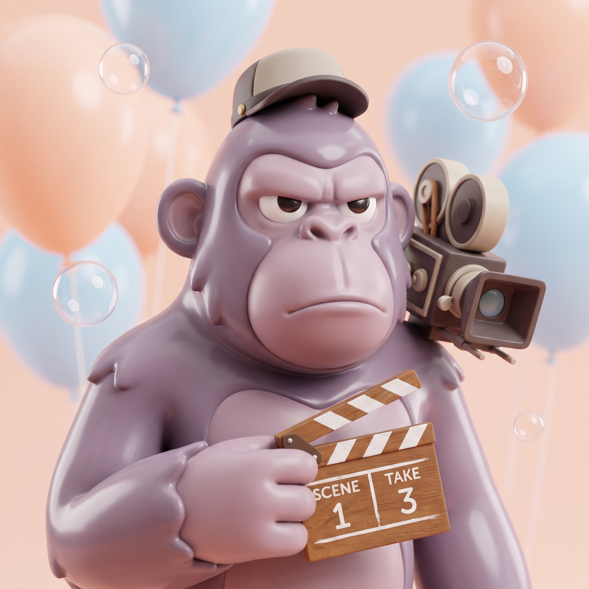 Ape director with a clapperboard